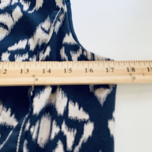 Talbots Dress 10 Navy Blue Ikat Prink Sleeveless Sheath Business Career Wedding - Picture 4 of 9